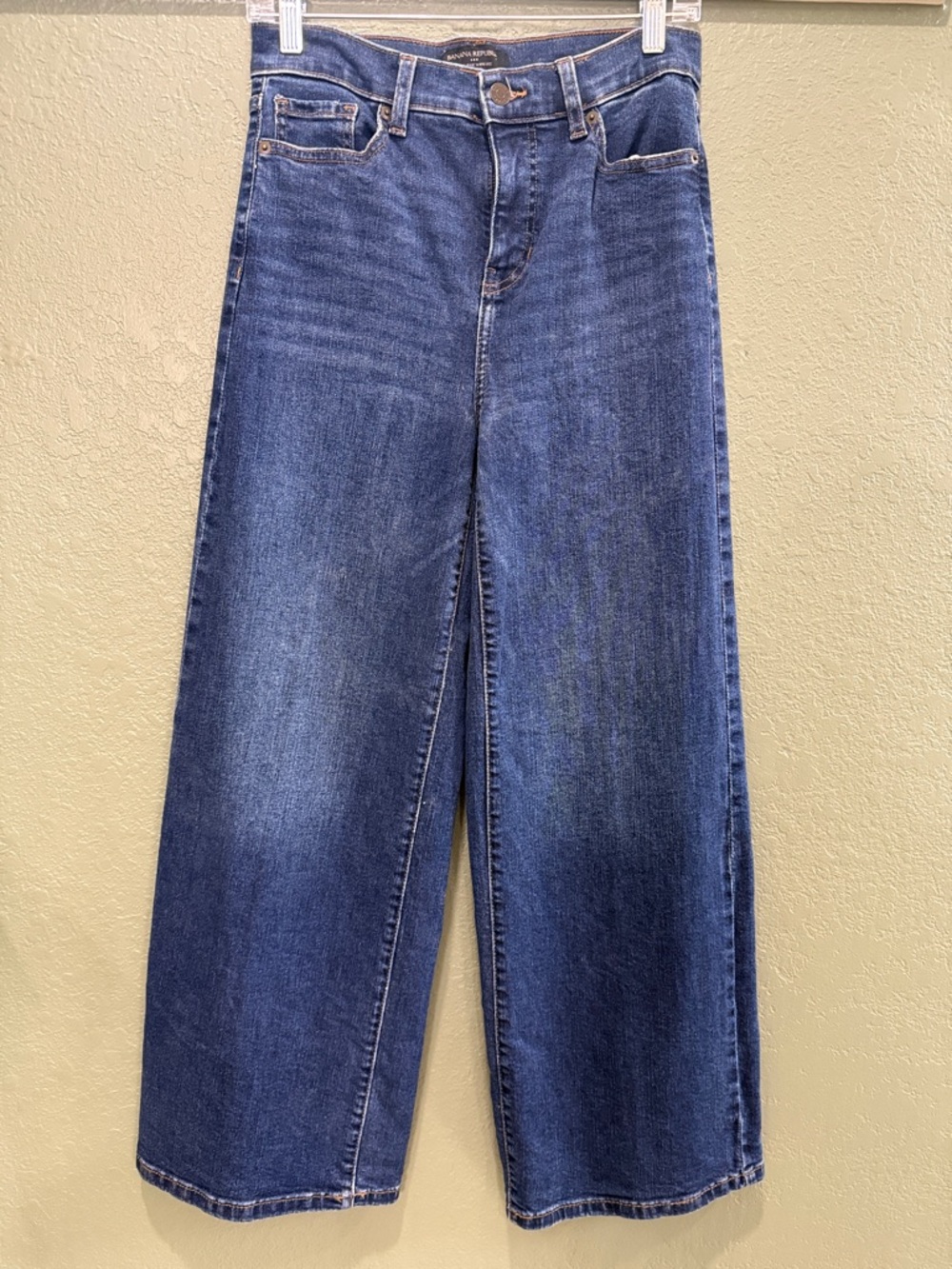 Banana Republic Wide Leg Flare Jeans in Dark Blue Denim